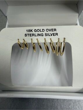 Macy's 18K Gold Over Sterling Silver Hoop Earring Set - Gold